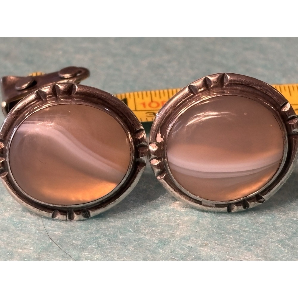 Beautiful Sterling Silver Cufflinks Made Of Agate Chalcedony